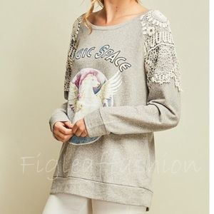 Boho Lace Graphic Sweatshirt